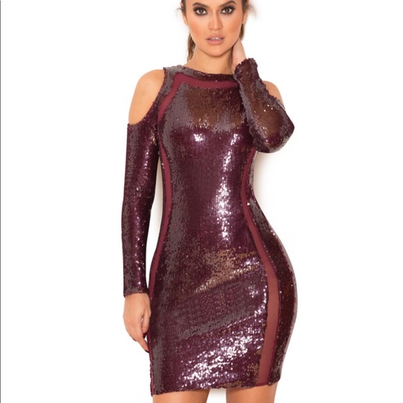 wine color sequin dress